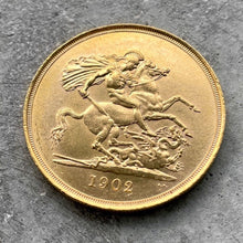 Load image into Gallery viewer, 1902 Great Britain 5 Pound Gold Coin Five Sovereign - King Edward
