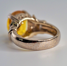 Load image into Gallery viewer, Vintage 9.17 Natural Yellow Sapphire solid 14K white gold Diamond ring
