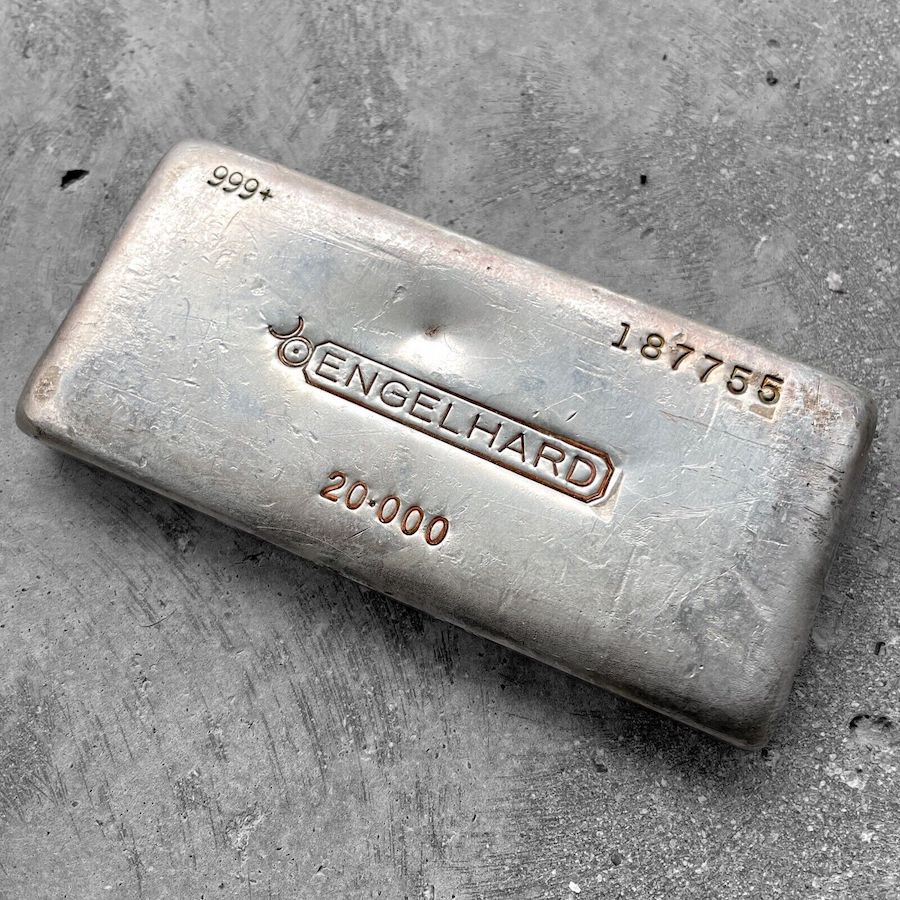 Engelhard 20 oz .999 Silver Poured 20oz Bar
