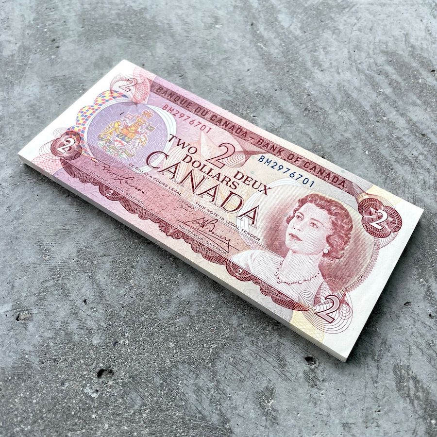 1974 Half Bundle $2 Notes Canada 50 Consecutive Banknotes