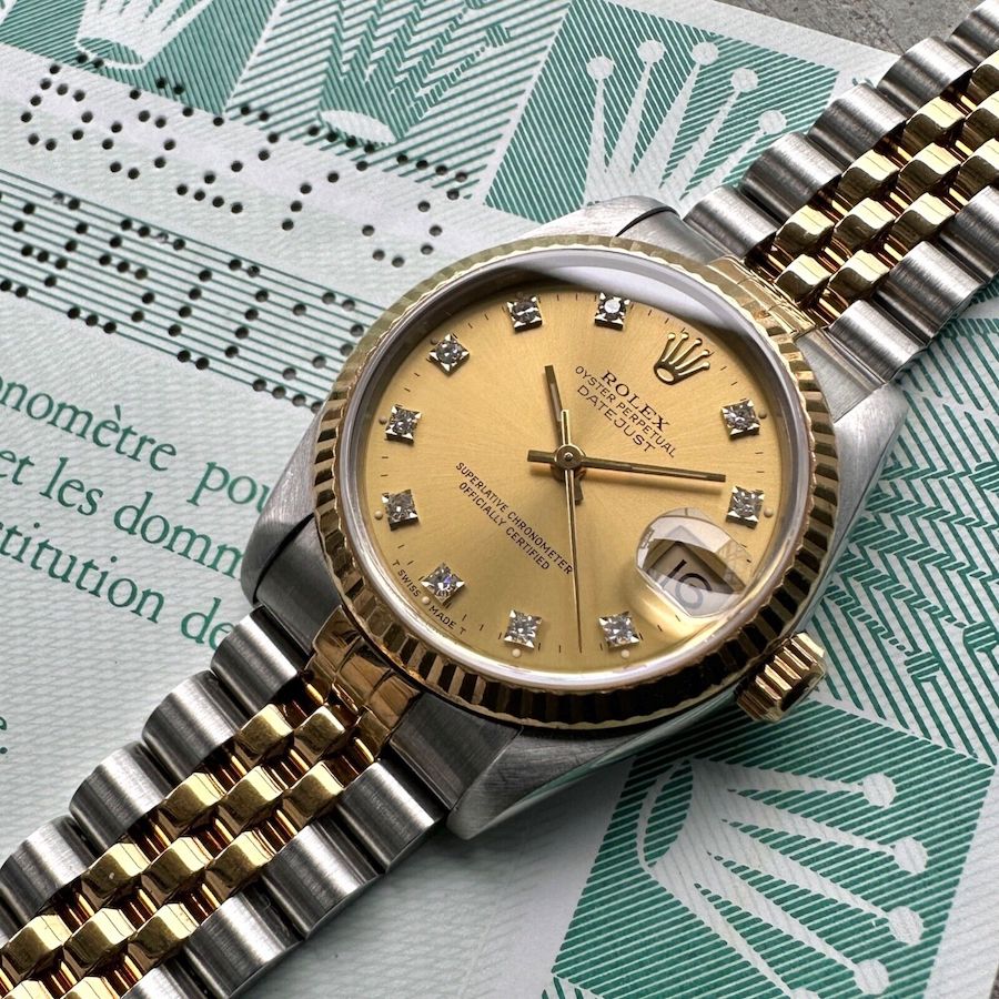 1987 Rolex 68273 Two Tone Datejust Jubilee - Box Papers - Original Diamond Dial