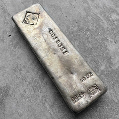 Vintage 50 oz .999 Silver Johnson Matthey Poured bar - C Serial