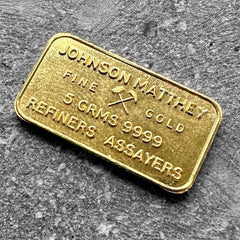 Johnson Matthey The Bank of London 5 Gram Gold Bar Struck .9999+