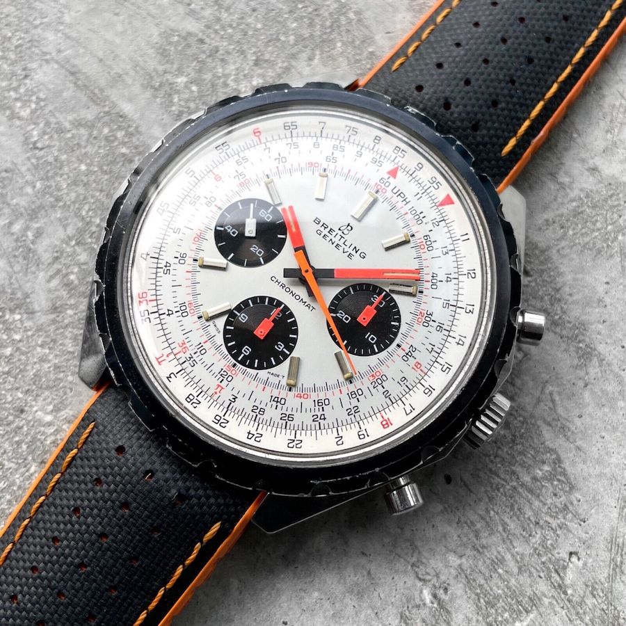 48mm Vintage Breitling Chronomat 0818 Venus 178 White dial