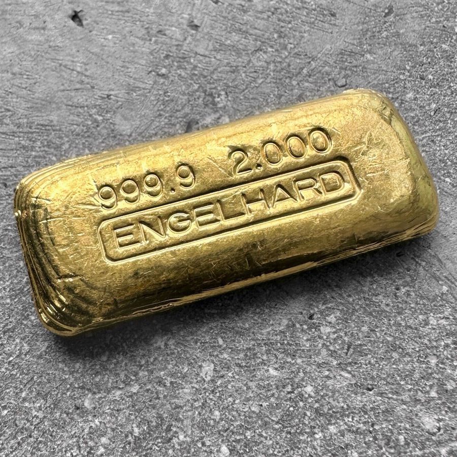 Engelhard 2 oz Gold Poured Bar .9999 2oz - No Serial with nice Pour Lines