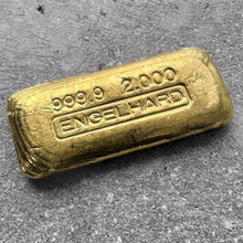 Load image into Gallery viewer, Engelhard 2 oz Gold Poured Bar .9999 2oz - No Serial with nice Pour Lines
