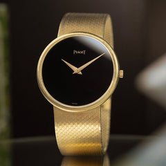 Vintage Piaget 18k Solid Yellow Gold 9035B 9P1 Calibre Black Dial