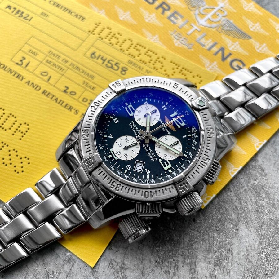2008 Breitling Emergency 45mm Stainless Steel A73321 Box + Papers + Serviced
