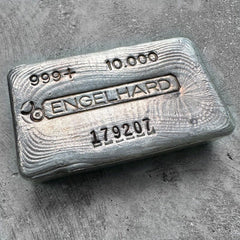 Vintage10 oz Engelhard .999 Silver Poured bar - Stunning pour lines