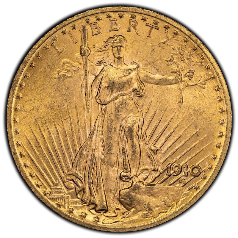 1910 United States $20 Liberty Double Eagle Gold Coin - Attractive!