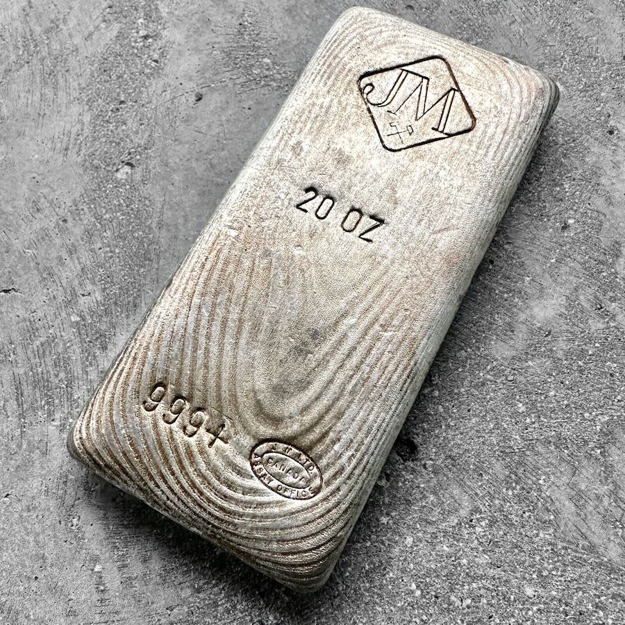 Vintage 20 oz .999 Silver Johnson Matthey Poured bar – Incredible Pour lines