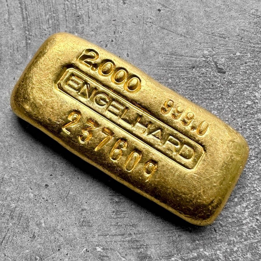 Engelhard 2 oz Gold Poured Bar .9990 2oz