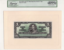 Load image into Gallery viewer, 1937 $1 Bank of Canada Face + Back Proof Wide Panel Legacy Gem 68PPQ
