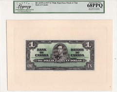 1937 $1 Bank of Canada Face + Back Proof Wide Panel Legacy Gem 68PPQ