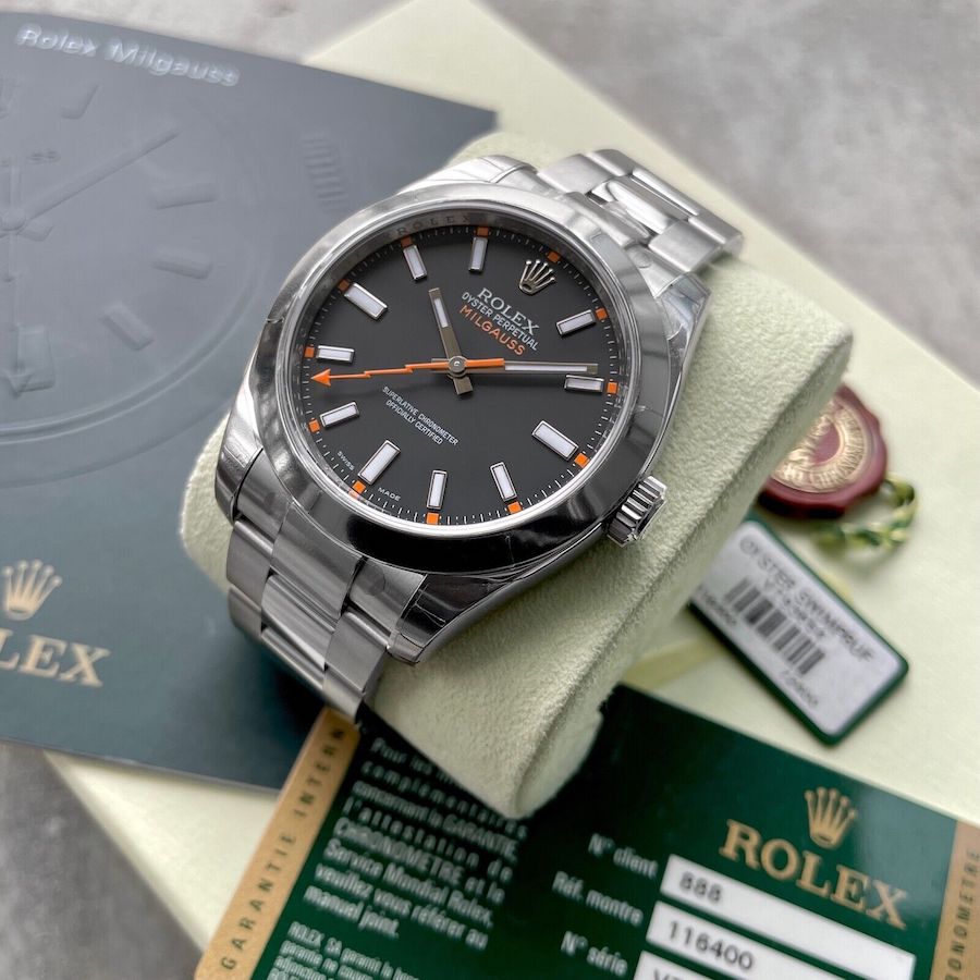 2014 Rolex Milgauss Black Orange Dial 116400 - Box / Papers - Fully Stickered