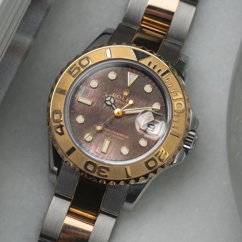 Ladies Rolex 169623 Yachtmaster Black Mother of Pearl dial Box/ Papers /Serviced
