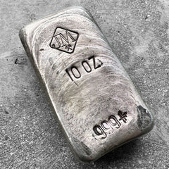 10 oz .999 Silver Johnson Matthey Poured JM bar – Incredible pour lines! + Error