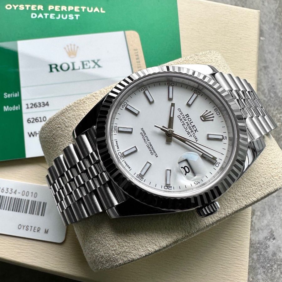 Rolex 41mm Datejust 126334 Stainless Jubilee White dial - Box / Papers