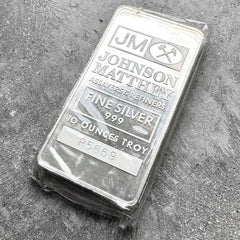 Vintage Johnson Matthey 10 oz .999 Silver Bar - Sealed - R Serial