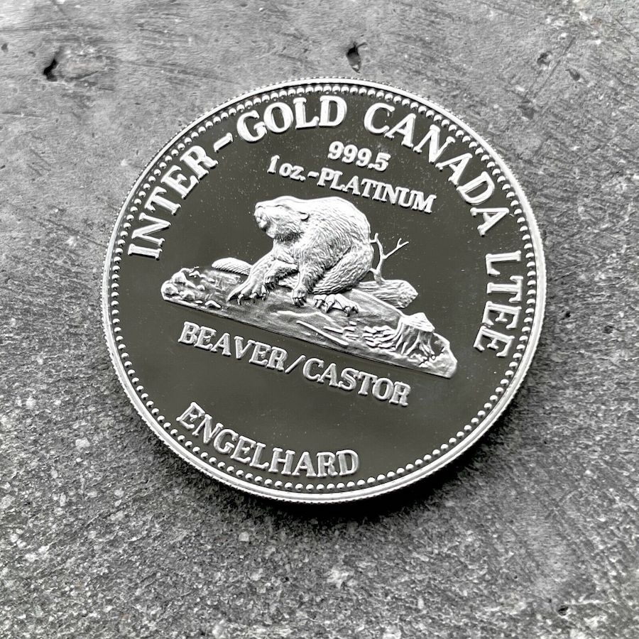 1981 Engelhard Beaver Castor 1 oz Platinum Round .9995 – Inter Gold Canada LTEE
