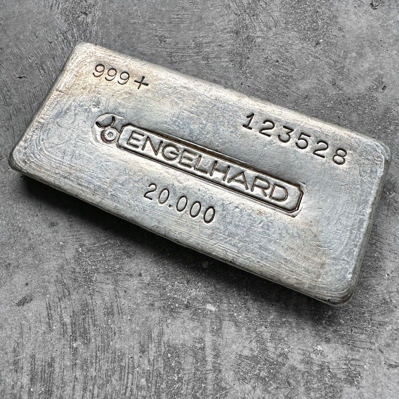 Vintage 20 oz .999 Silver Engelhard Poured bar