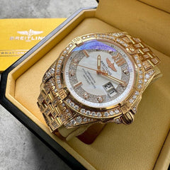 41mm Breitling Cockpit Rose Gold - Box + Papers - Mother Pea Factory Diamond Set