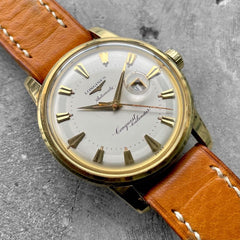Vintage Longines Conquest Calendar 9005 18K Solid Yellow Gold Enamelled Caseback