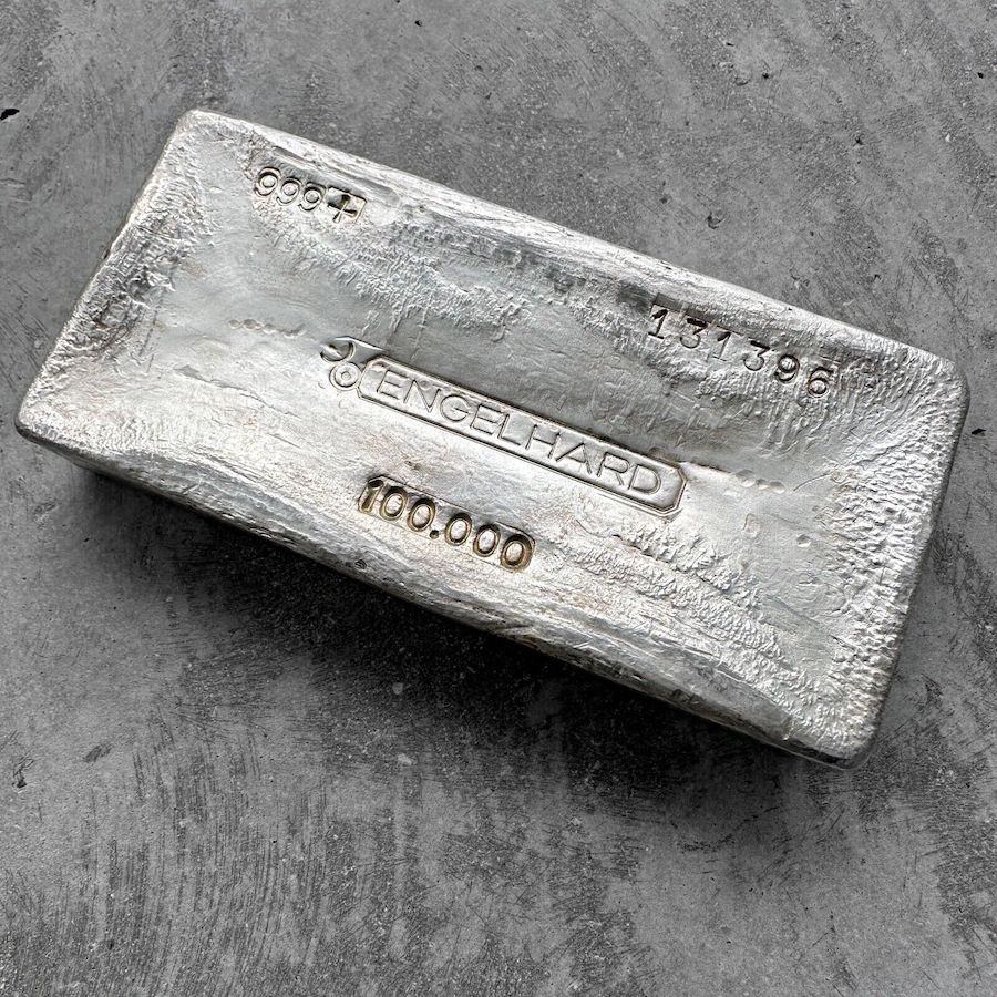 Vintage Engelhard 100 oz .999 Silver Poured Bar - Clean surfaces
