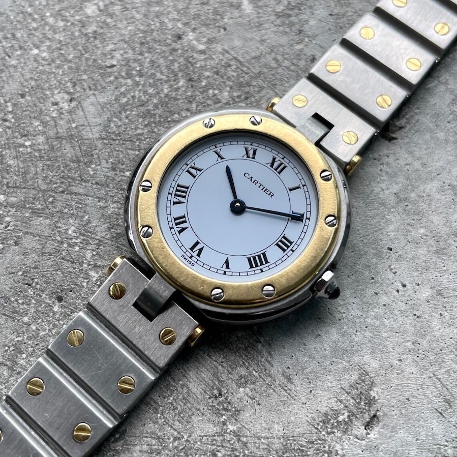 26mm Cartier Santos Round Ladies Stainless Steel + 18K Gold - Attractive