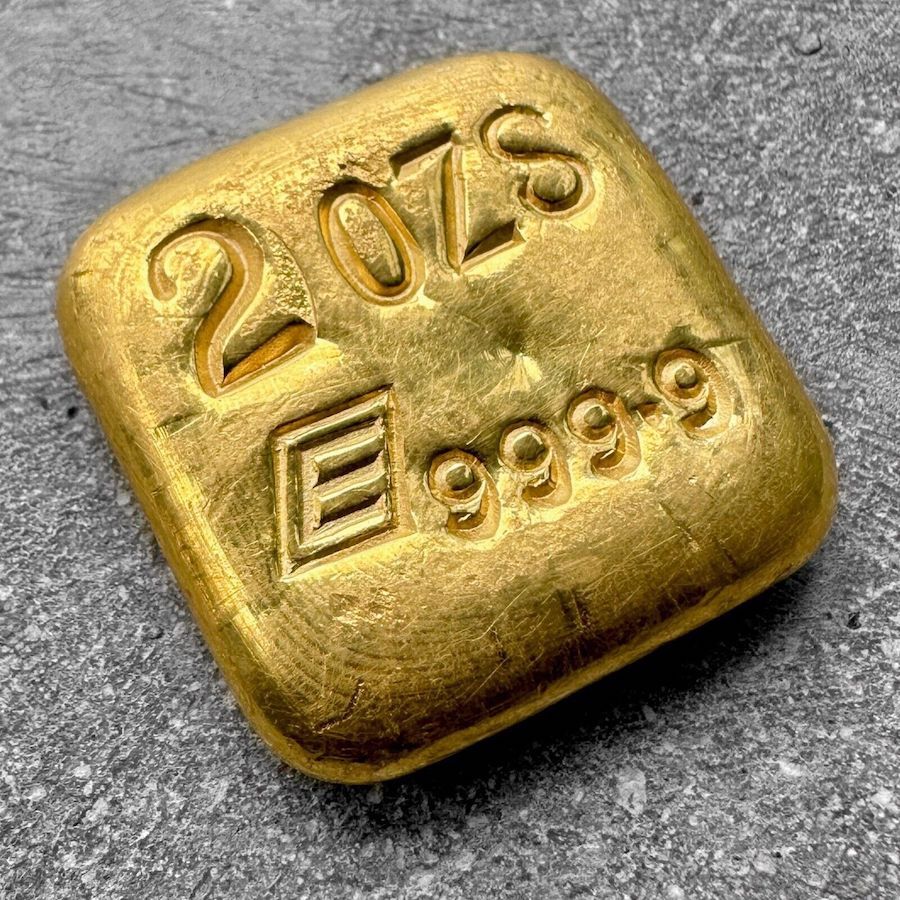Engelhard 2 oz Gold Poured Bar .9999 2oz - Nice Pour Lines!