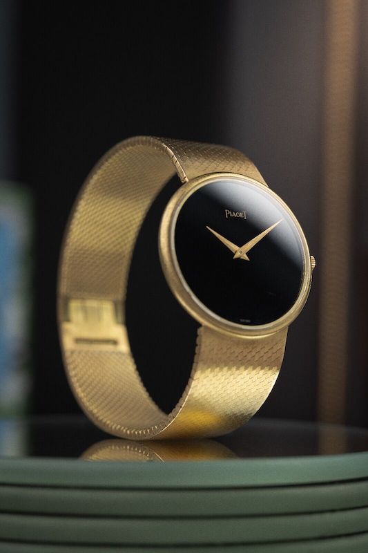 Vintage Piaget 18k Solid Yellow Gold 9035B 9P1 Calibre Black Dial