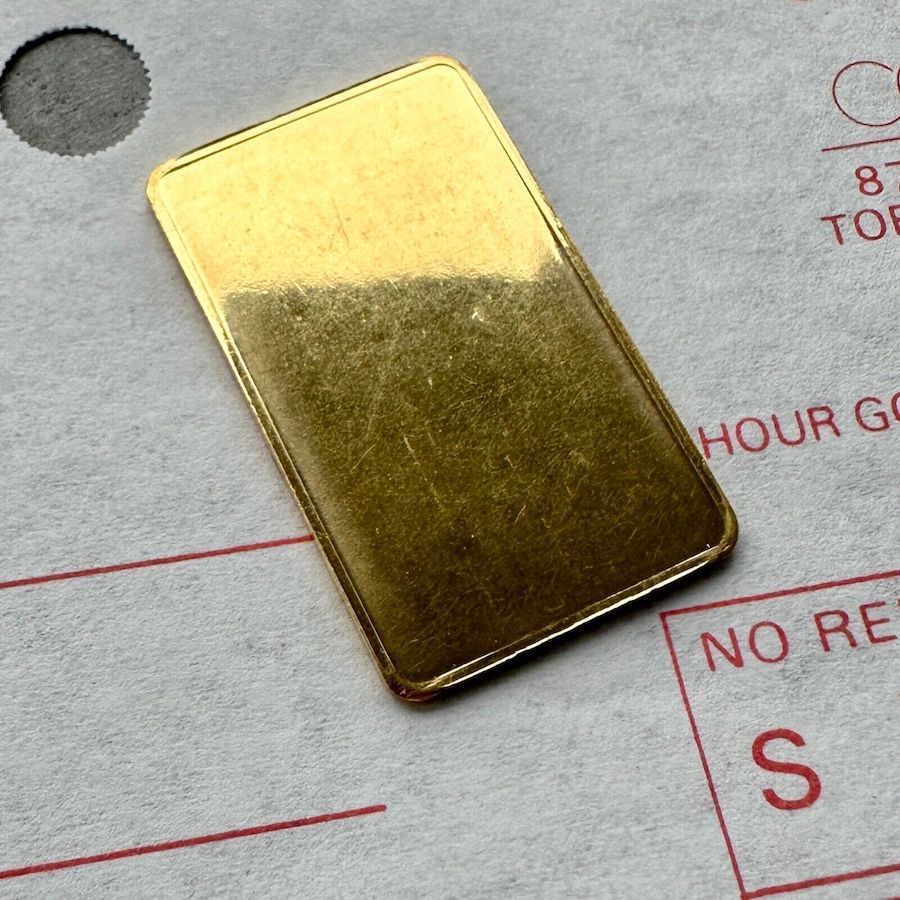 Vintage Johnson Matthey 10 gram Plain back Gold Bar 10 grams - Original Receipt