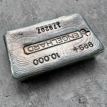 Load image into Gallery viewer, Vintage10 oz Engelhard .999 Silver Poured bar - Stunning pour lines
