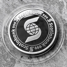 Load image into Gallery viewer, 5 oz .999 Silver Scotia round Scotiabank 5oz - In Capsule
