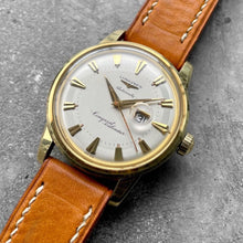 Load image into Gallery viewer, Vintage Longines Conquest Calendar 9005 18K Solid Yellow Gold Enamelled Caseback
