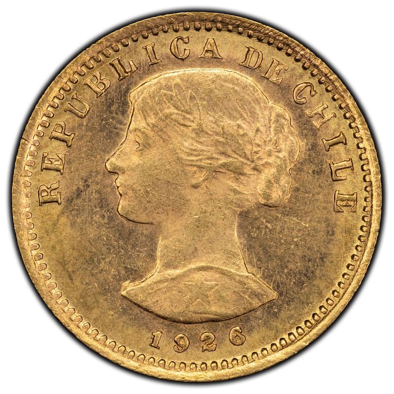 1926 Chile 20 Pesos Gold Coin - First Year of Issue