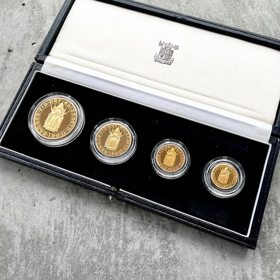 1989 Gold Full Sovereign Great Britain Coin Tudor Rose Proof - 4 Coin Set