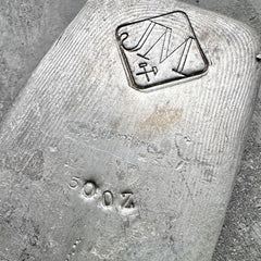 50 oz .999 Silver Johnson Matthey Poured bar - Stunning pour lines - Error Stamp