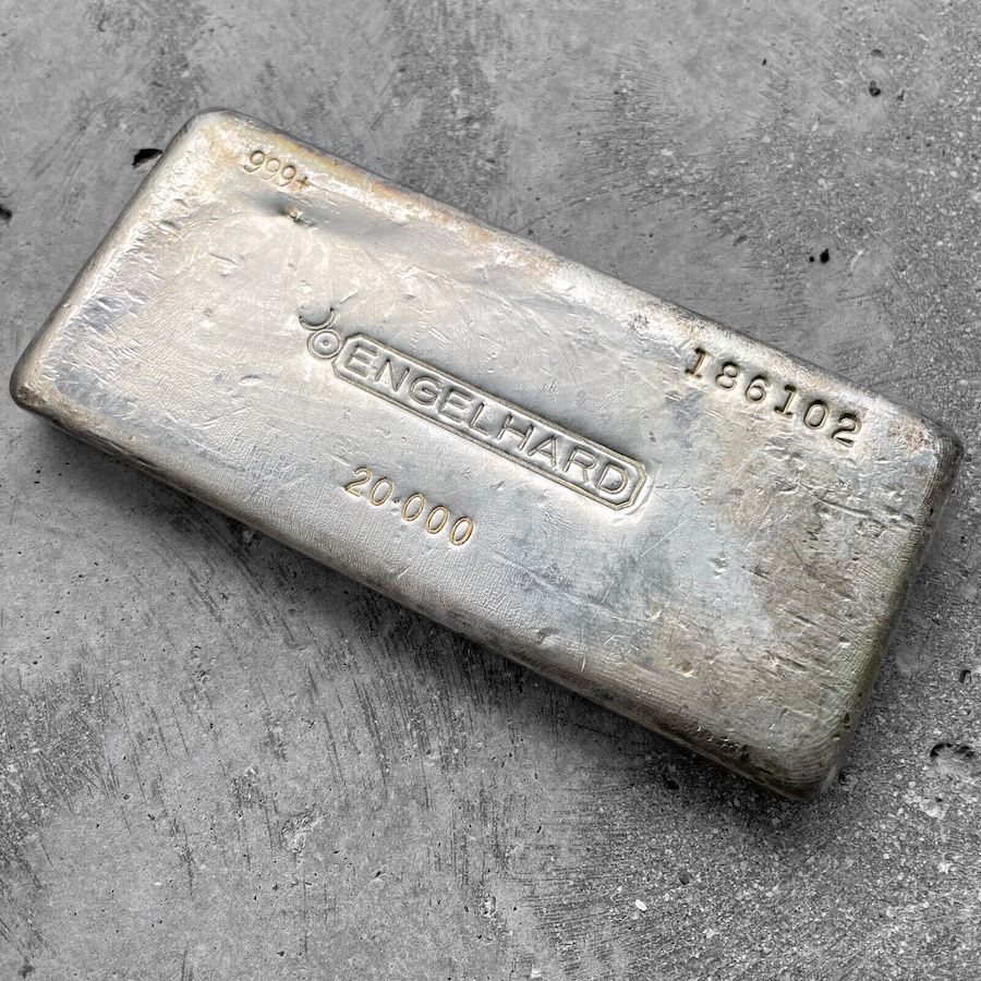 Engelhard 20 oz .999 Silver Poured 20oz Bar