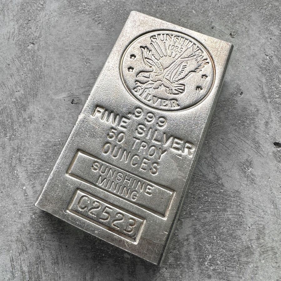 1985 Vintage 50 oz .999 Silver Sunshine Poured bar