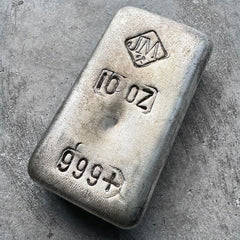 10 oz .999 Silver Johnson Matthey Poured JM bar - Small Logo - Stunning
