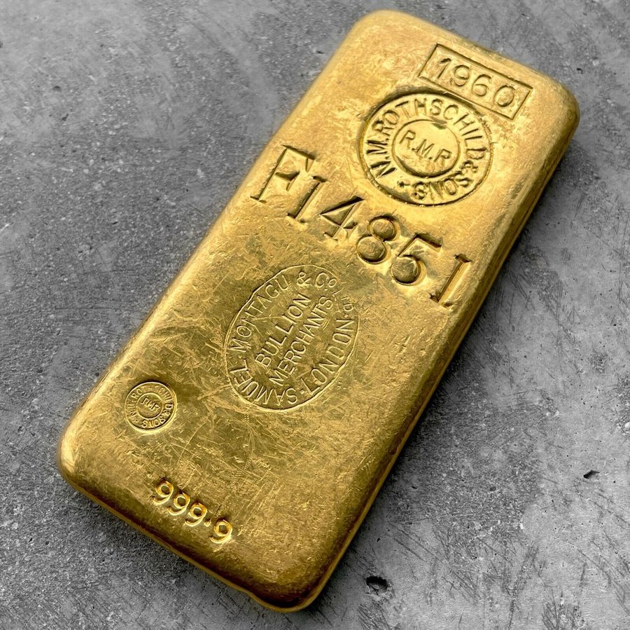 1960 Rothschild Kilo Gold Poured Bar .9999 Samuel Montagu & Co London