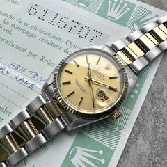 1979 Rolex Mens 16013 Two Tone Datejust - Box Papers