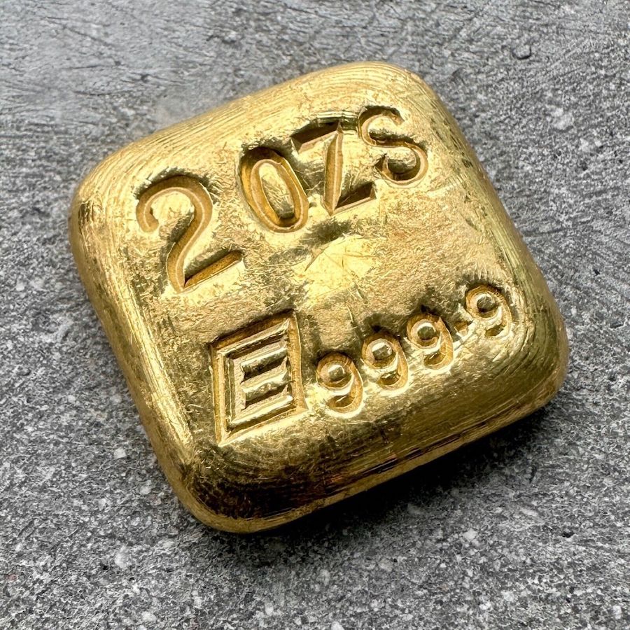 Engelhard 2 oz Gold Poured Bar .9999 2oz - Nice Pour Lines!