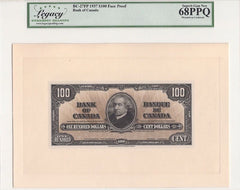1937 $100 Bank of Canada Face + Back Proof BC-27FP Legacy Gem 67PPQ / 68PPQ
