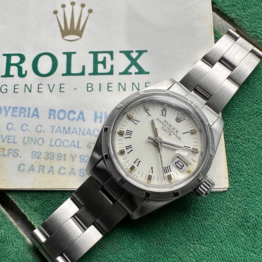 Ladies 26mm Date 6919 Stainless Oyster White dial Roman Numerals - Box / Papers