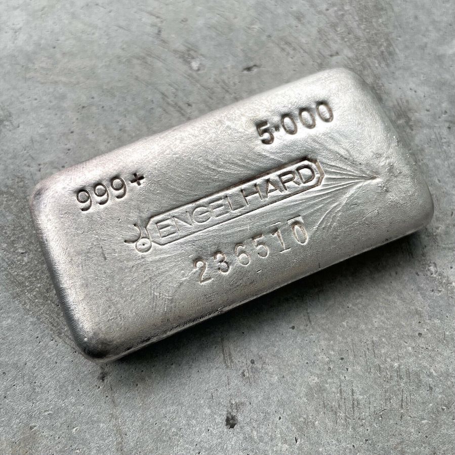 Engelhard 5 oz .999 Silver Poured Bar 5oz – Attractive