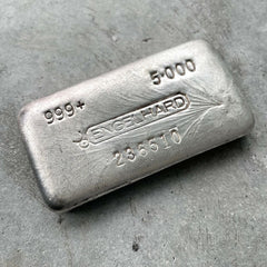 Engelhard 5 oz .999 Silver Poured Bar 5oz – Attractive