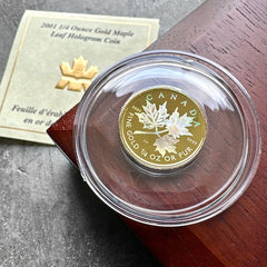 2001 Canada $10 Maple Leaf 1/4oz Gold Coin - Hologram