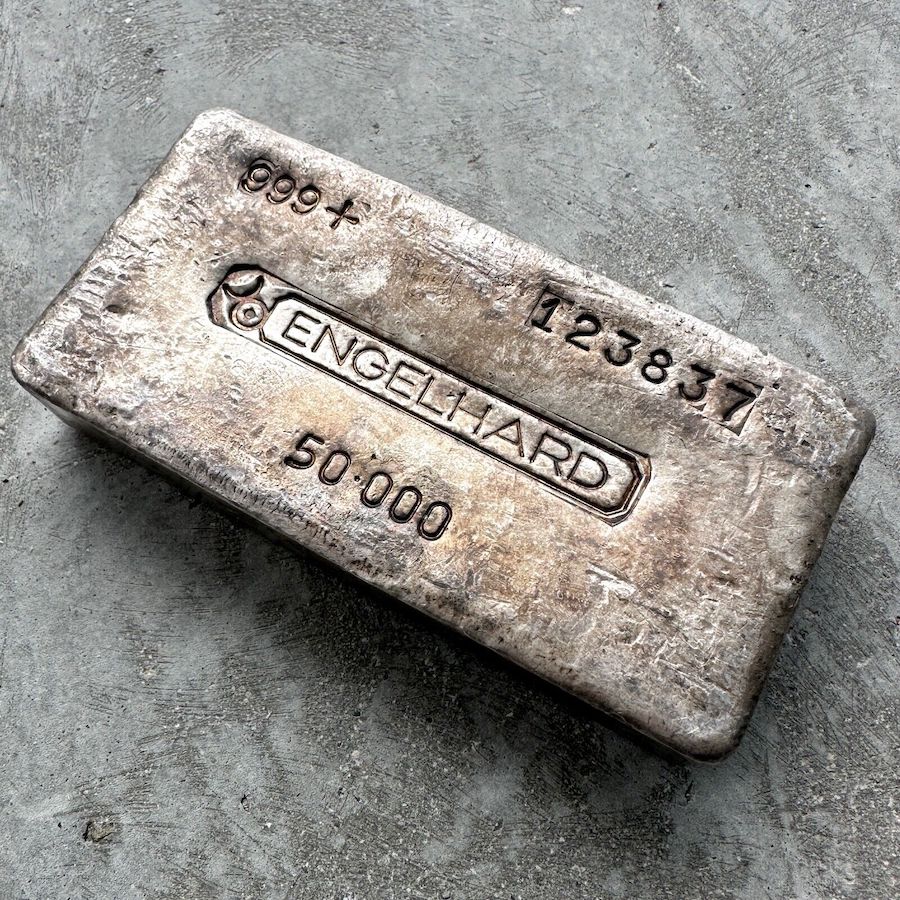 Vintage Engelhard 50 oz .999 Silver Poured bar